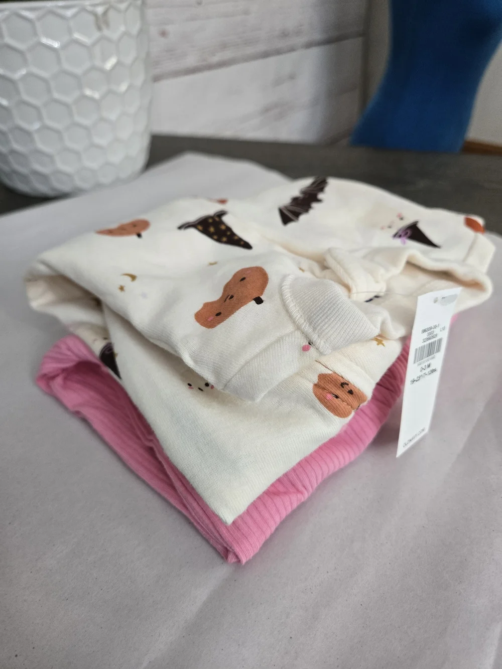 NWT Old Navy Baby 0-3M Footed Pajamas 2 Pack Halloween Pink